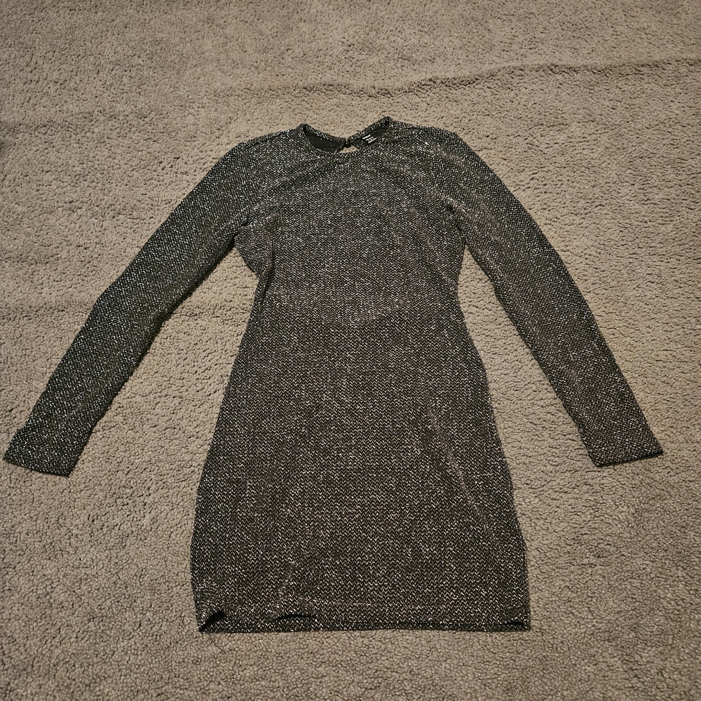 Shein Shimmering Black Long Sleeve Dress